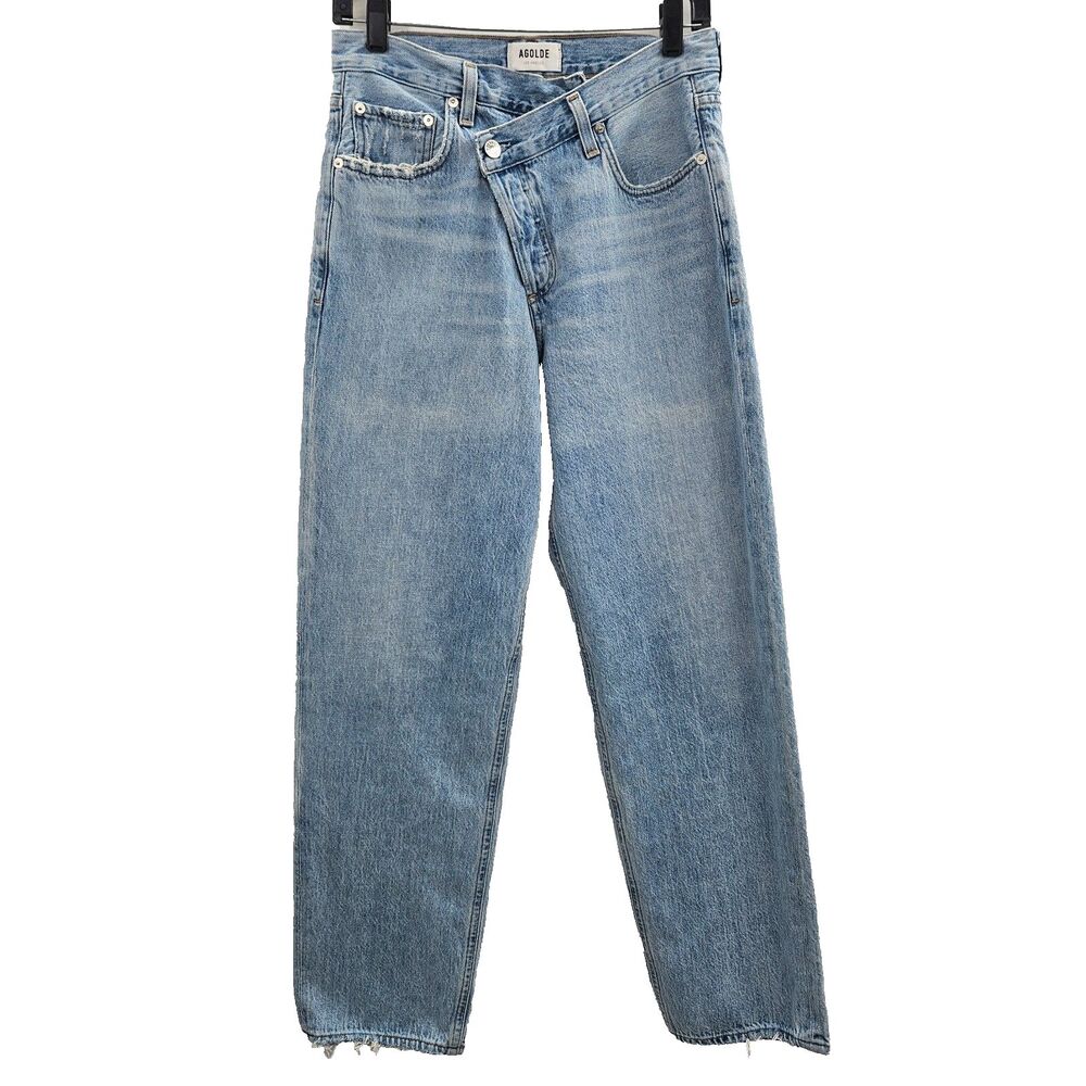 Agolde Criss-Cross Upsized Jeans (Sz 26) High Rise Straight Leg Suburbia